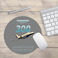 Thumbnail for Bombardier Challenger 300 design on gray round mouse pad