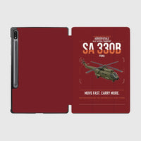 Thumbnail for Aérospatiale SA 330B Puma design on dark red samsung tablet tablet case