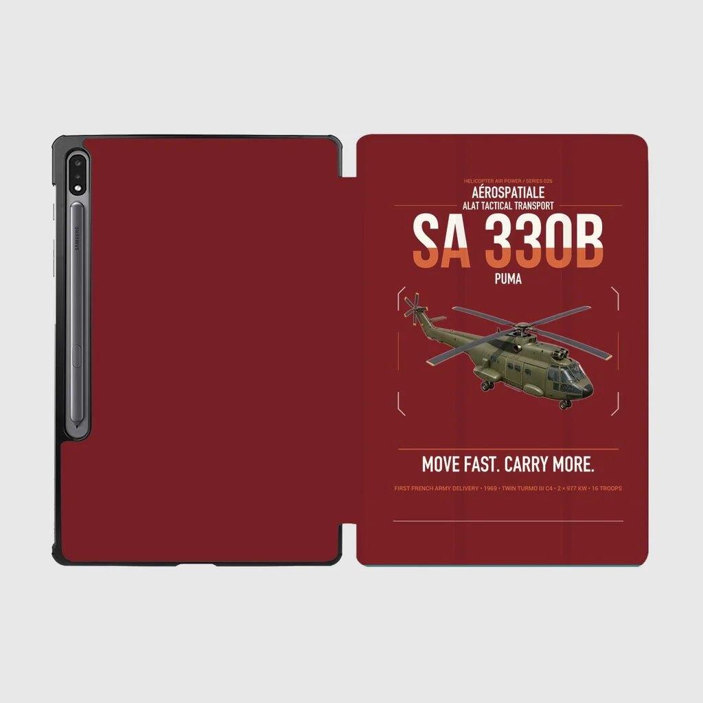 Aérospatiale SA 330B Puma design on dark red samsung tablet tablet case