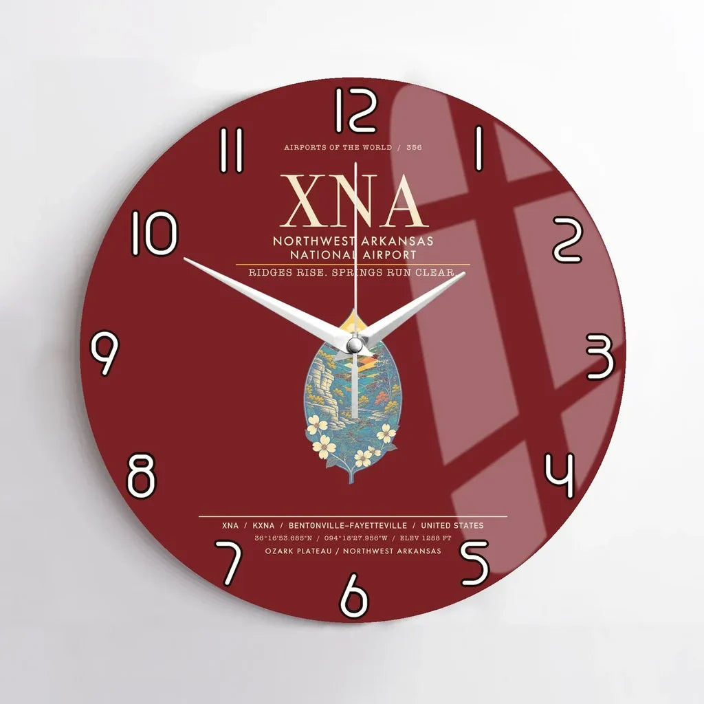 Northwest Arkansas National Airport XNA Wall-Clock No-Frame - Dark Red