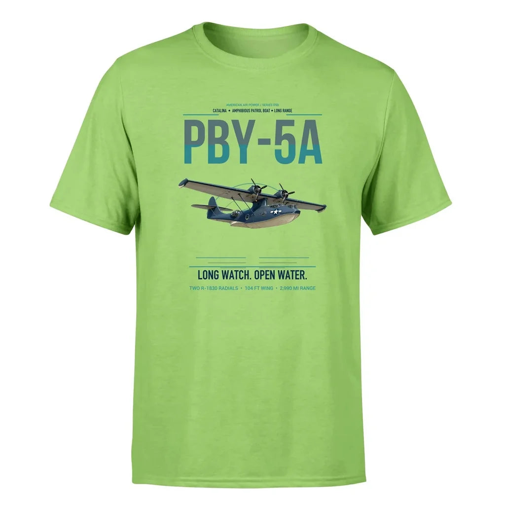 PBY-5A Catalina design on light green double-side t-shirt, single-side print
