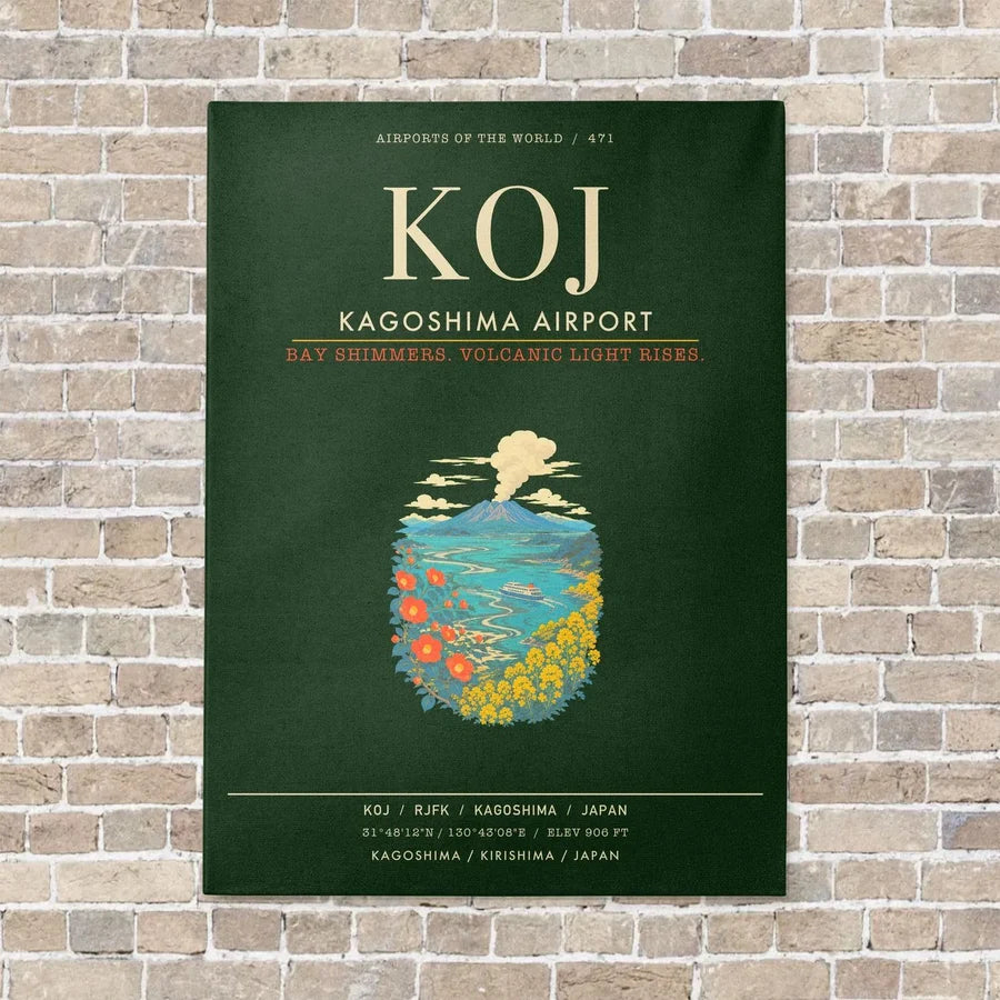 Kagoshima Airport KOJ - Canvas Framed - Dark Green