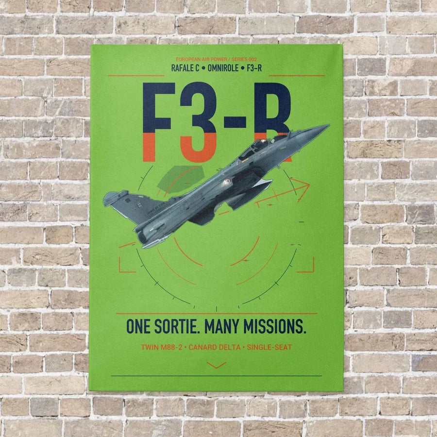 Dassault Rafale C — F3-R standard vertical canvas print - no frame - light green background