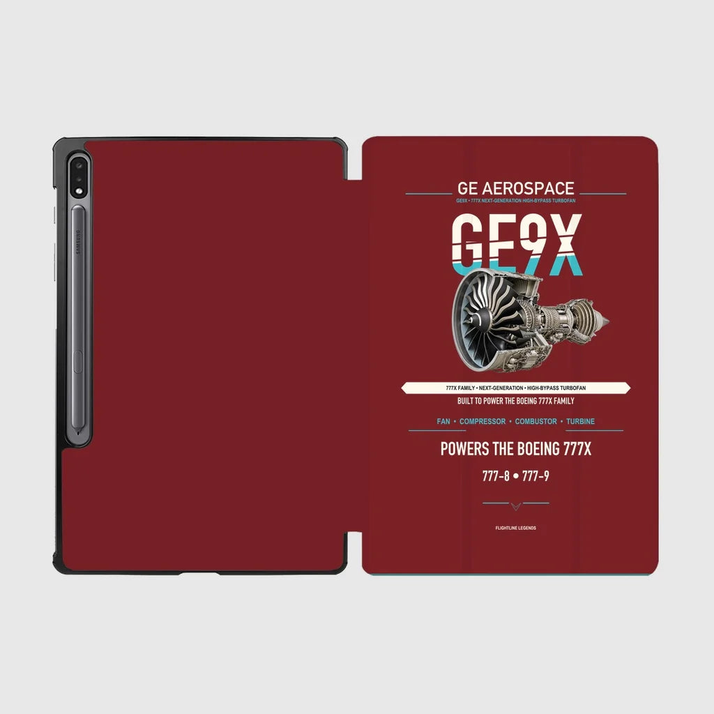 GE9X design on dark red samsung tablet tablet case