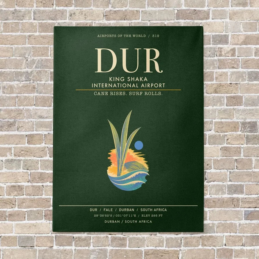 King Shaka International Airport DUR - Canvas Framed - Dark Green
