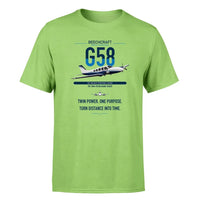 Thumbnail for Beechcraft Baron G58 design on light green t-shirt, single-side print
