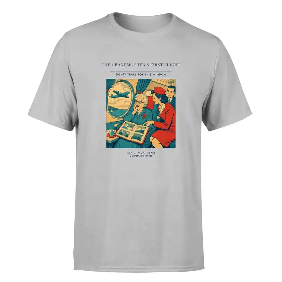 VINTAGE G4423 - The Grandmother's First Flight - Premium T-Shirt design on lightgray premium t shirt