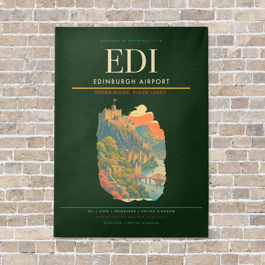 Edinburgh Airport EDI - Canvas Framed - Dark Green