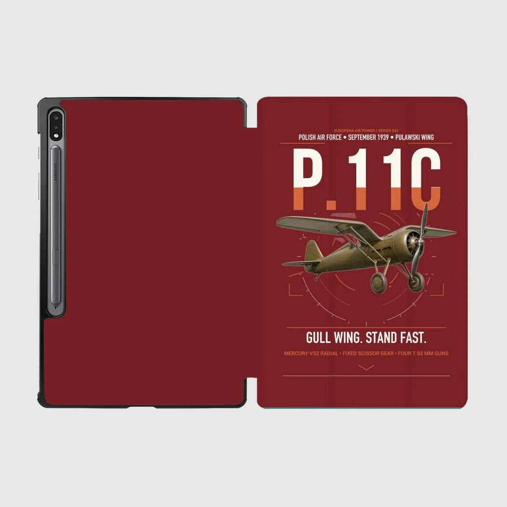 PZL P.11c design on dark red samsung tablet tablet case