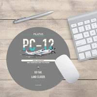 Thumbnail for Pilatus PC-12 PRO design on gray round mouse pad