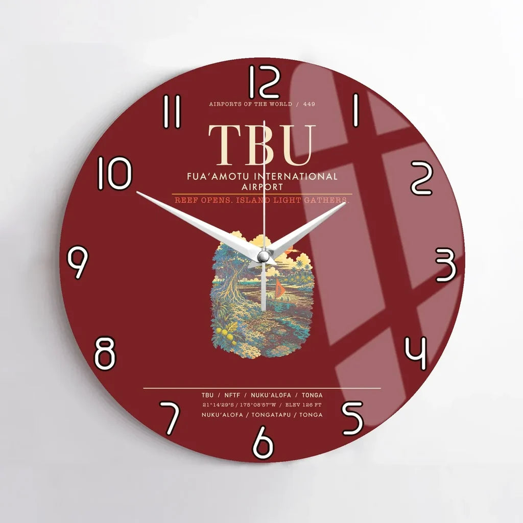 Fuaamotu International Airport TBU Wall-Clock No-Frame - Dark Red