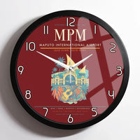 Thumbnail for Maputo International Airport (MPM) design on dark red framed wall clock