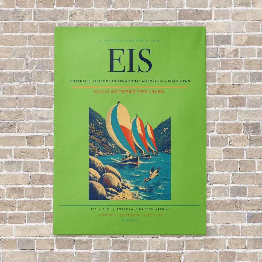 Terrance B. Lettsome International Airport EIS — Road Town vertical canvas print - no frame - light green background