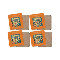 Thumbnail for The Tropical Stopover - Designed Coasters design on orange 4-pieces-set