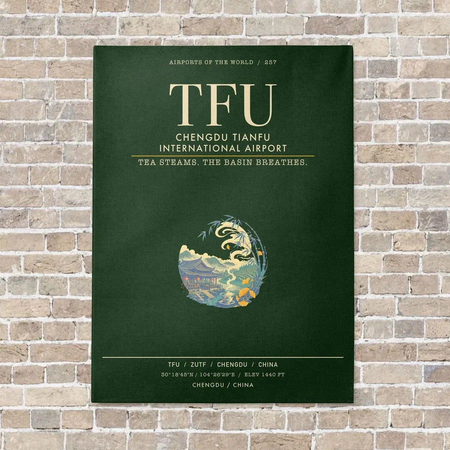Chengdu Tianfu International Airport TFU - Canvas Framed - Dark Green