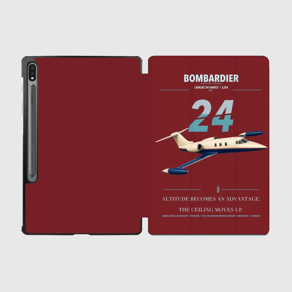 Bombardier Learjet 24 design on dark red samsung tablet tablet case