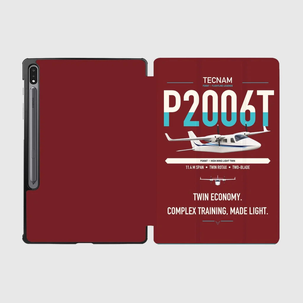 Tecnam P2006T design on dark red samsung tablet tablet case