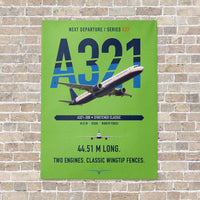 Thumbnail for Airbus A321 vertical canvas print - no frame - light green background