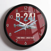 Thumbnail for B-24J Liberator design on dark red framed wall clock