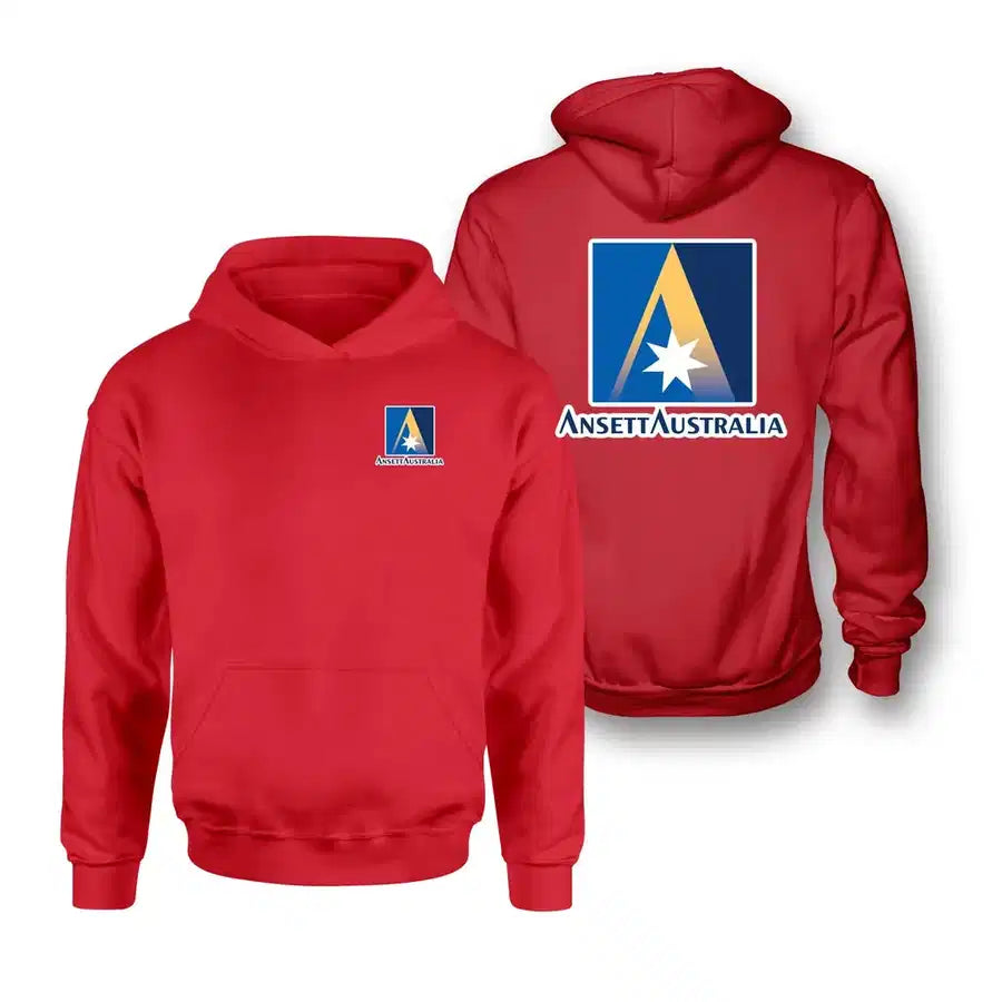 Ansett Australia logo on red double side hoodie