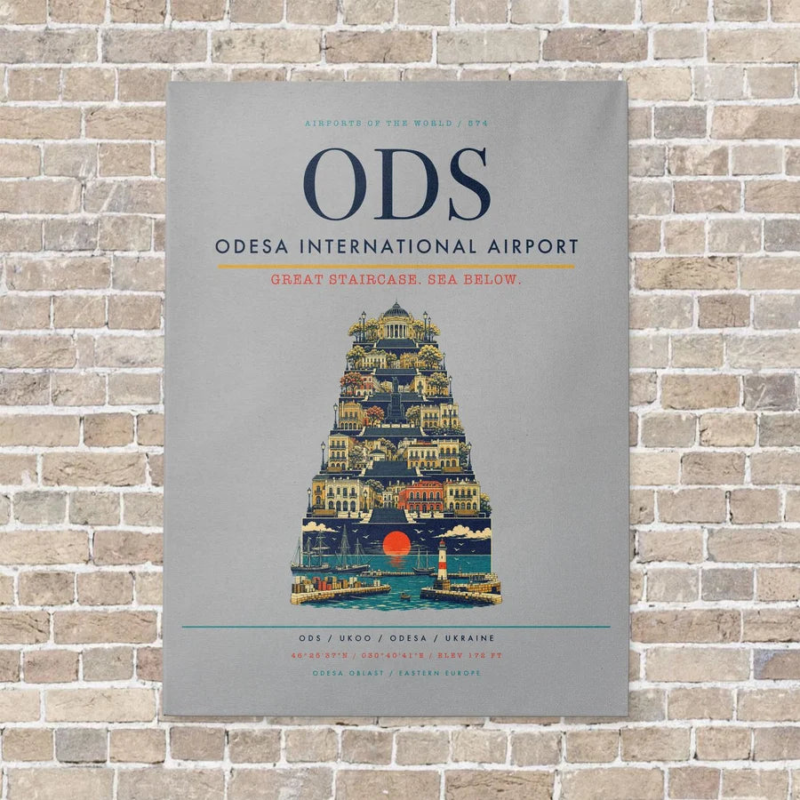 Odesa International Airport ODS - Canvas No Frame - Light Gray