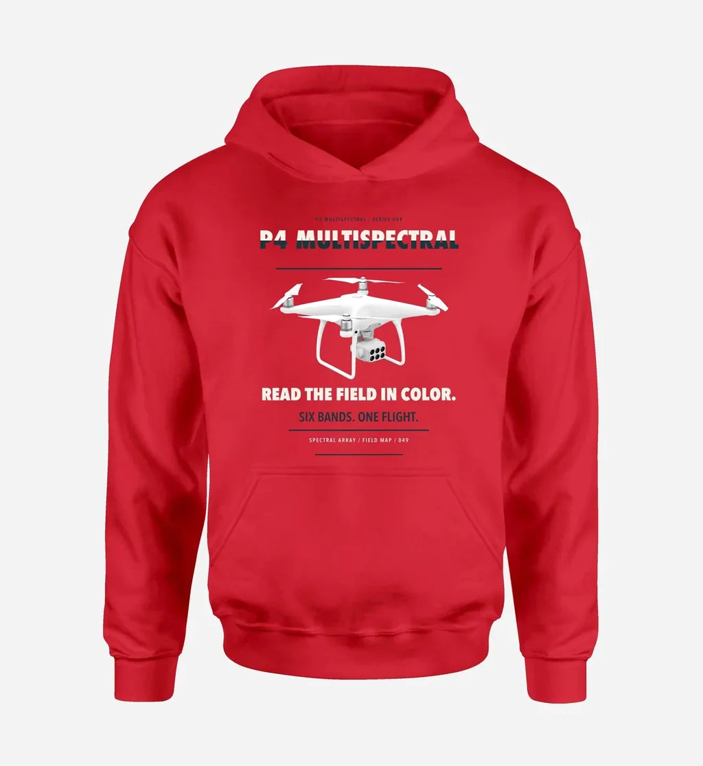 DJI P4 Multispectral design on red hoodie single side