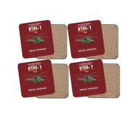 Thumbnail for Korea Aerospace Industries KUH-1 Surion design on dark red 4 pieces set coaster
