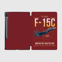 Thumbnail for F-15C Eagle design on dark red samsung tablet tablet case