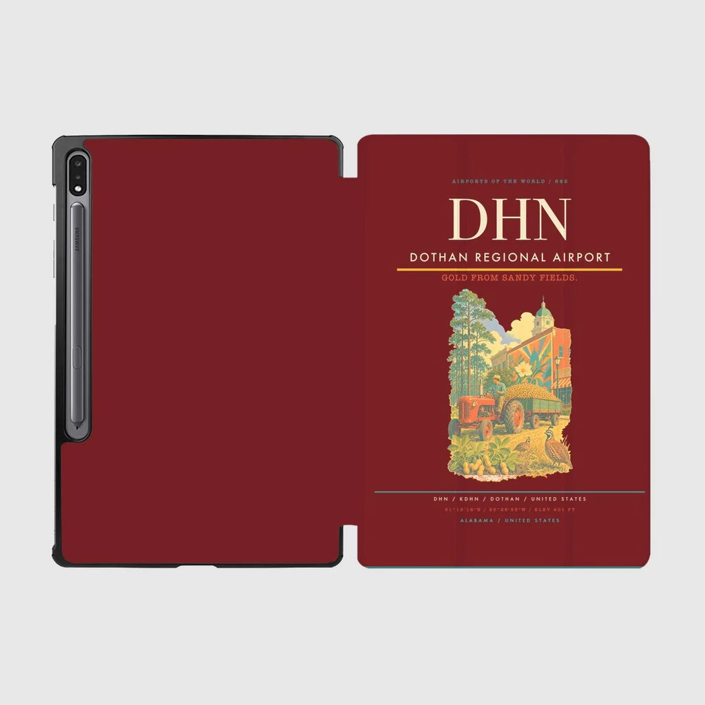 Dothan Regional Airport (DHN) design on dark red samsung tablet tablet case