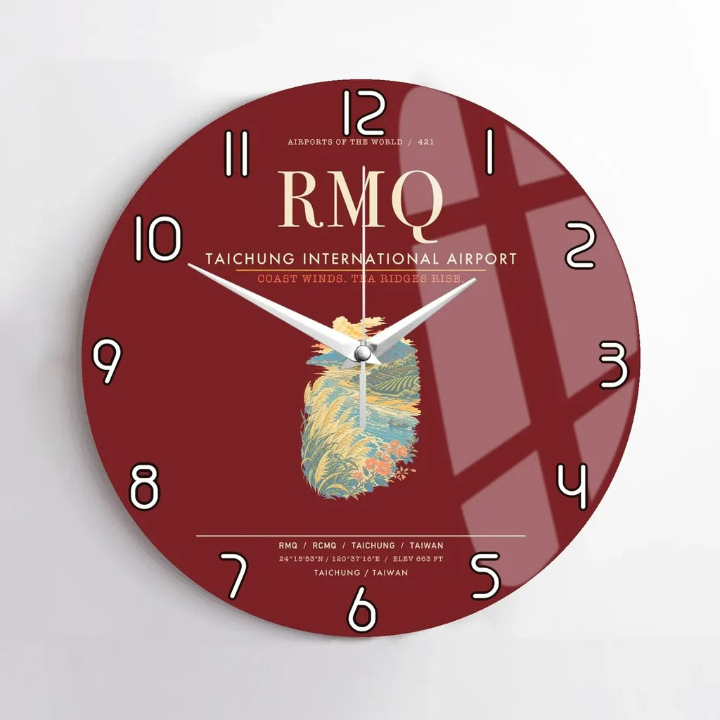 Taichung International Airport RMQ Wall-Clock No-Frame - Dark Red
