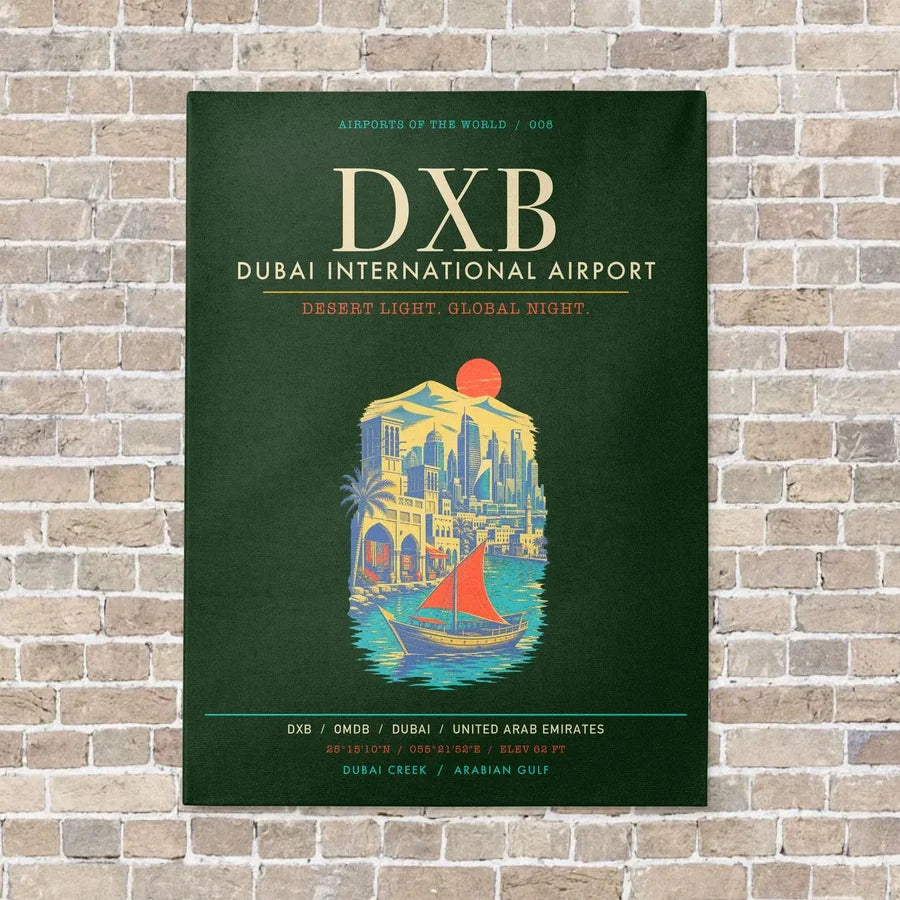 Dubai International Airport DXB - Canvas Framed - Dark Green