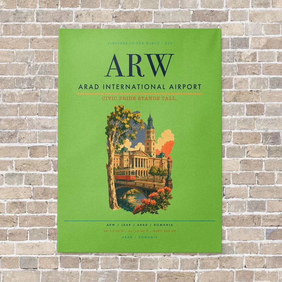 Arad International Airport ARW vertical canvas print - no frame - light green background