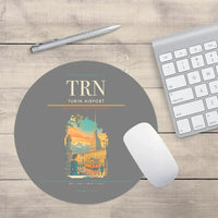 Thumbnail for Turin Airport (TRN) design on gray round mouse pad