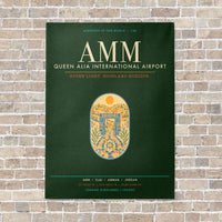 Thumbnail for Queen Alia International Airport AMM - Canvas Framed - Dark Green