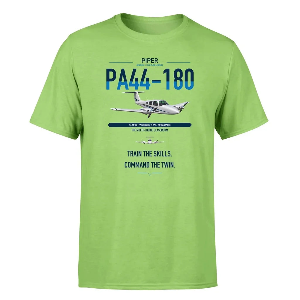 Piper PA-44-180 Seminole design on light green t-shirt, single-side print