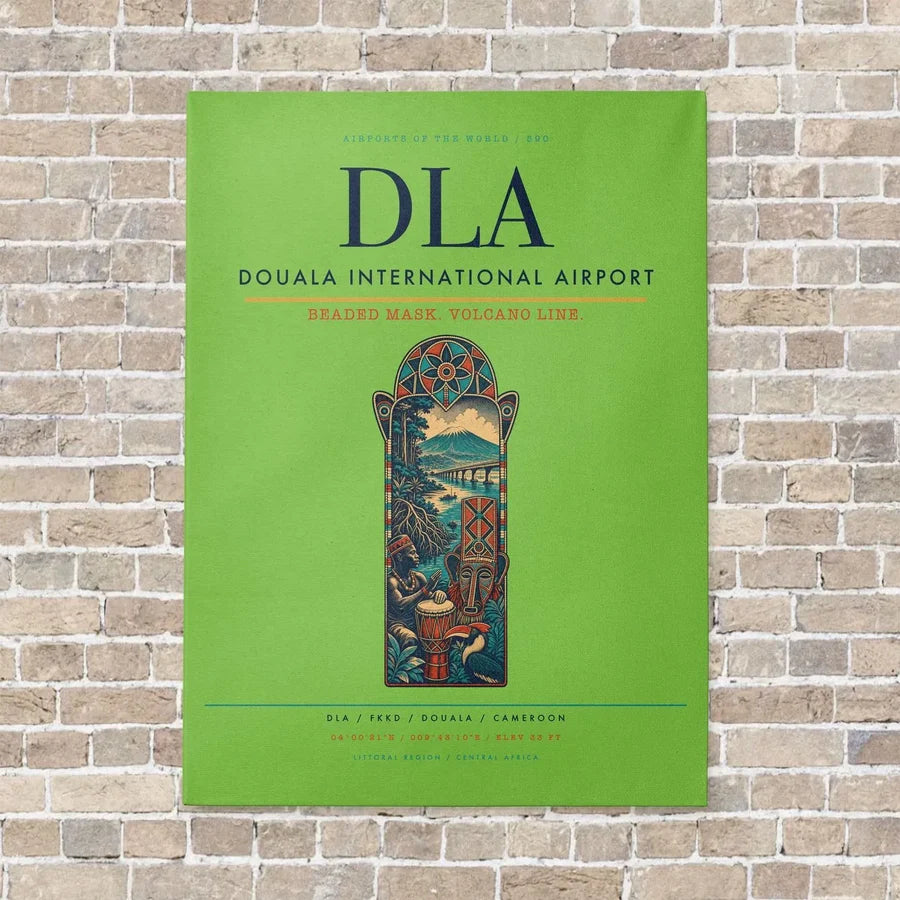 Douala International Airport DLA vertical canvas print - no frame - light green background