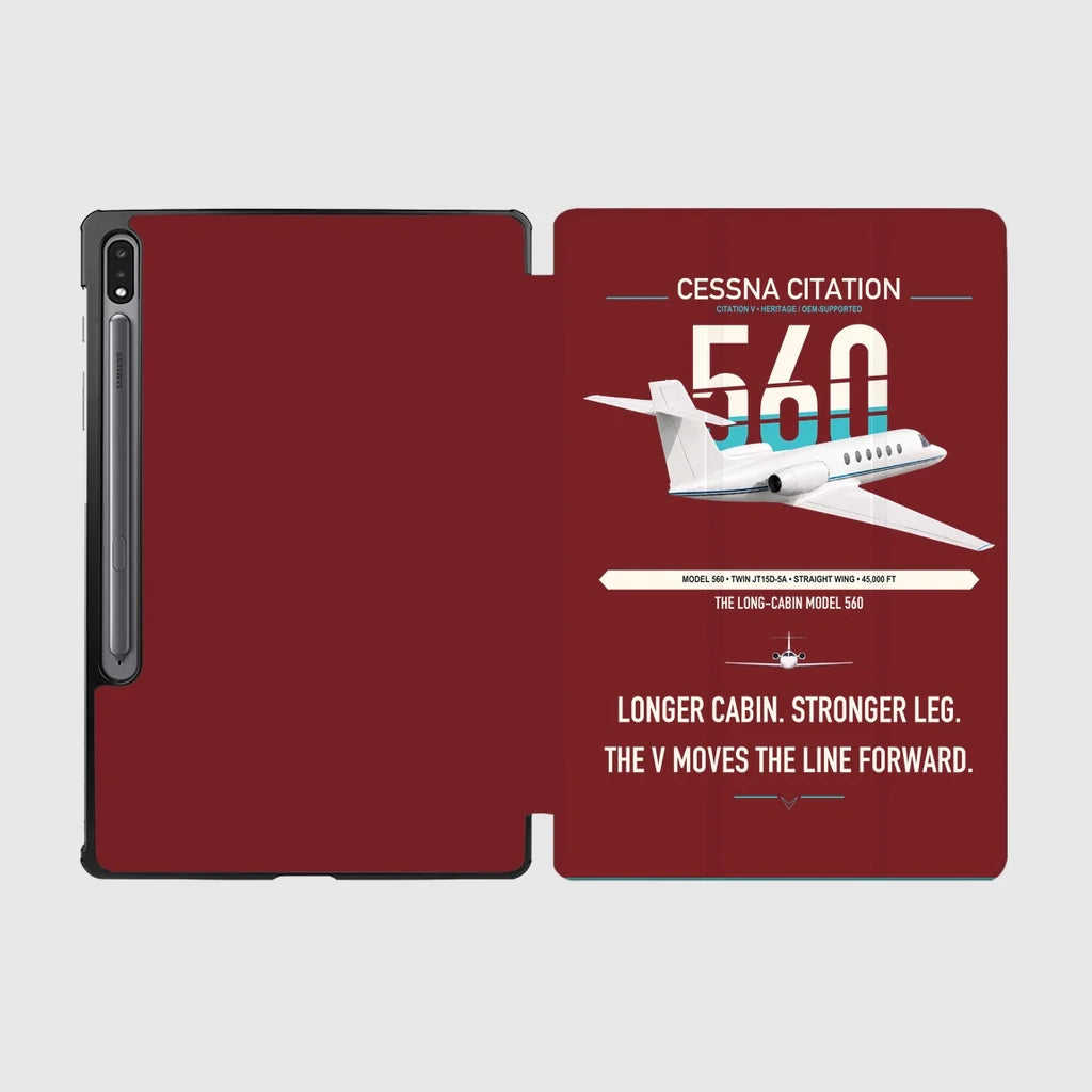 Cessna Citation 560 - Citation V design on dark red samsung tablet tablet case
