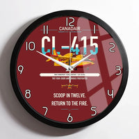 Thumbnail for Canadair CL-415 design on dark red framed wall clock