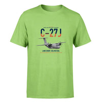 Thumbnail for C-27J Spartan design on light green double-side t-shirt, single-side print