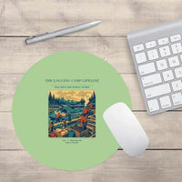 Thumbnail for VINTAGE G4488 - The Logging Camp Lifeline - Designed Mouse Pads design on lightgreen round