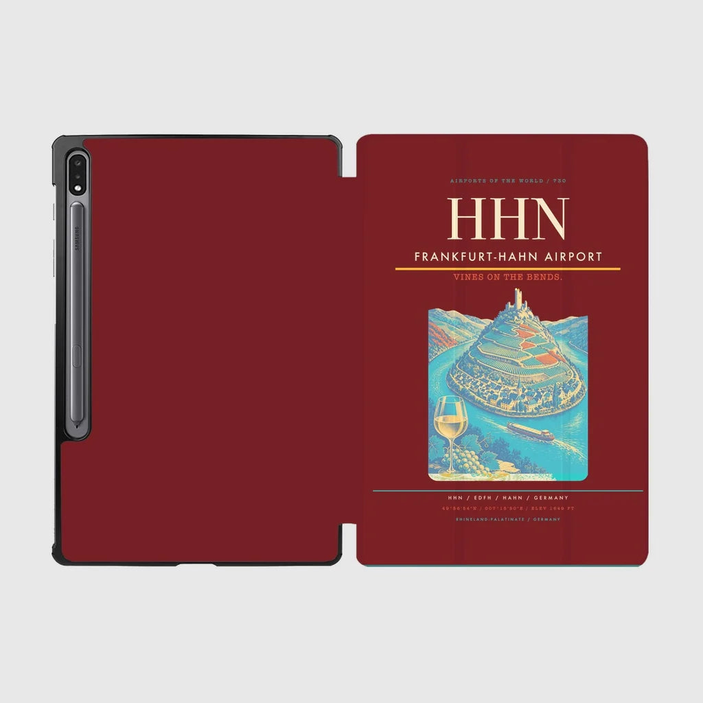 Frankfurt-Hahn Airport (HHN) design on dark red samsung tablet tablet case