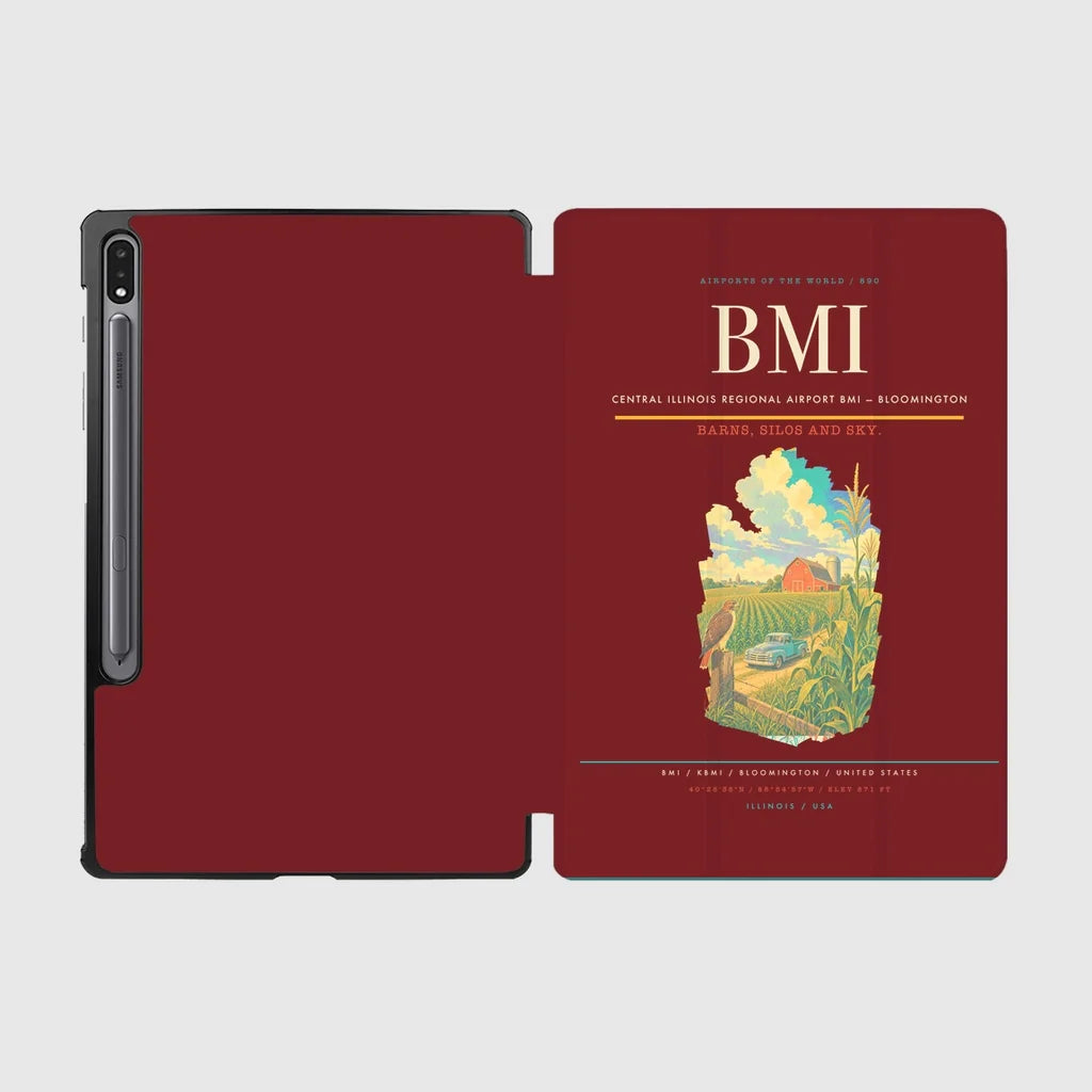 Central Illinois Regional Airport (BMI) design on dark red samsung tablet tablet case