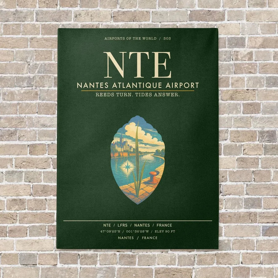 Nantes Atlantique Airport NTE - Canvas Framed - Dark Green