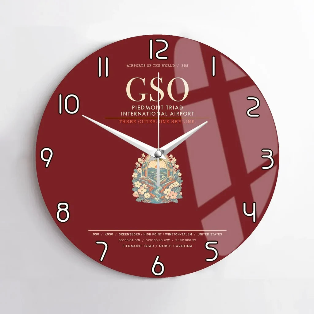 Piedmont Triad International Airport GSO Wall-Clock No-Frame - Dark Red