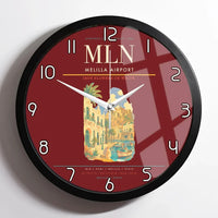 Thumbnail for Melilla Airport (MLN) design on dark red framed wall clock