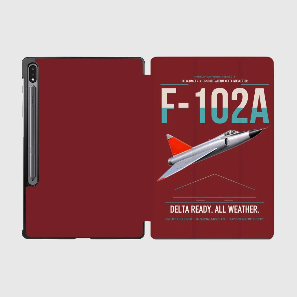 F-102A Delta Dagger design on dark red samsung tablet tablet case