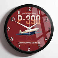 Thumbnail for P-39Q Airacobra design on dark red framed wall clock