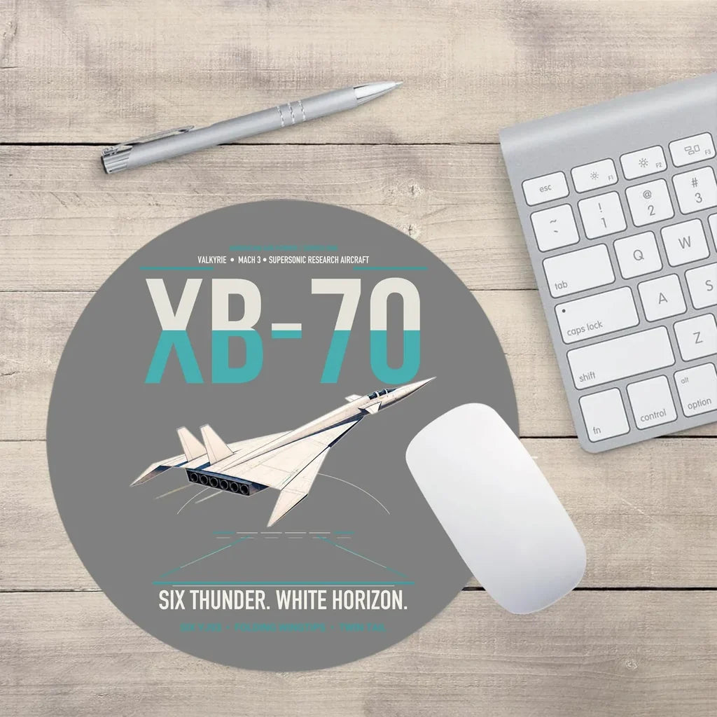 XB-70A Valkyrie design on gray round mouse pad