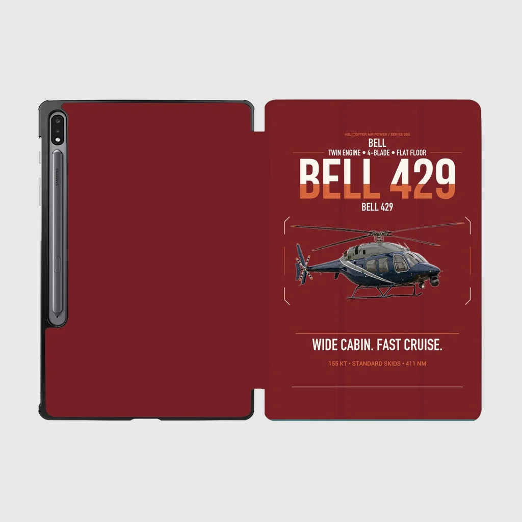 Bell 429 design on dark red samsung tablet tablet case