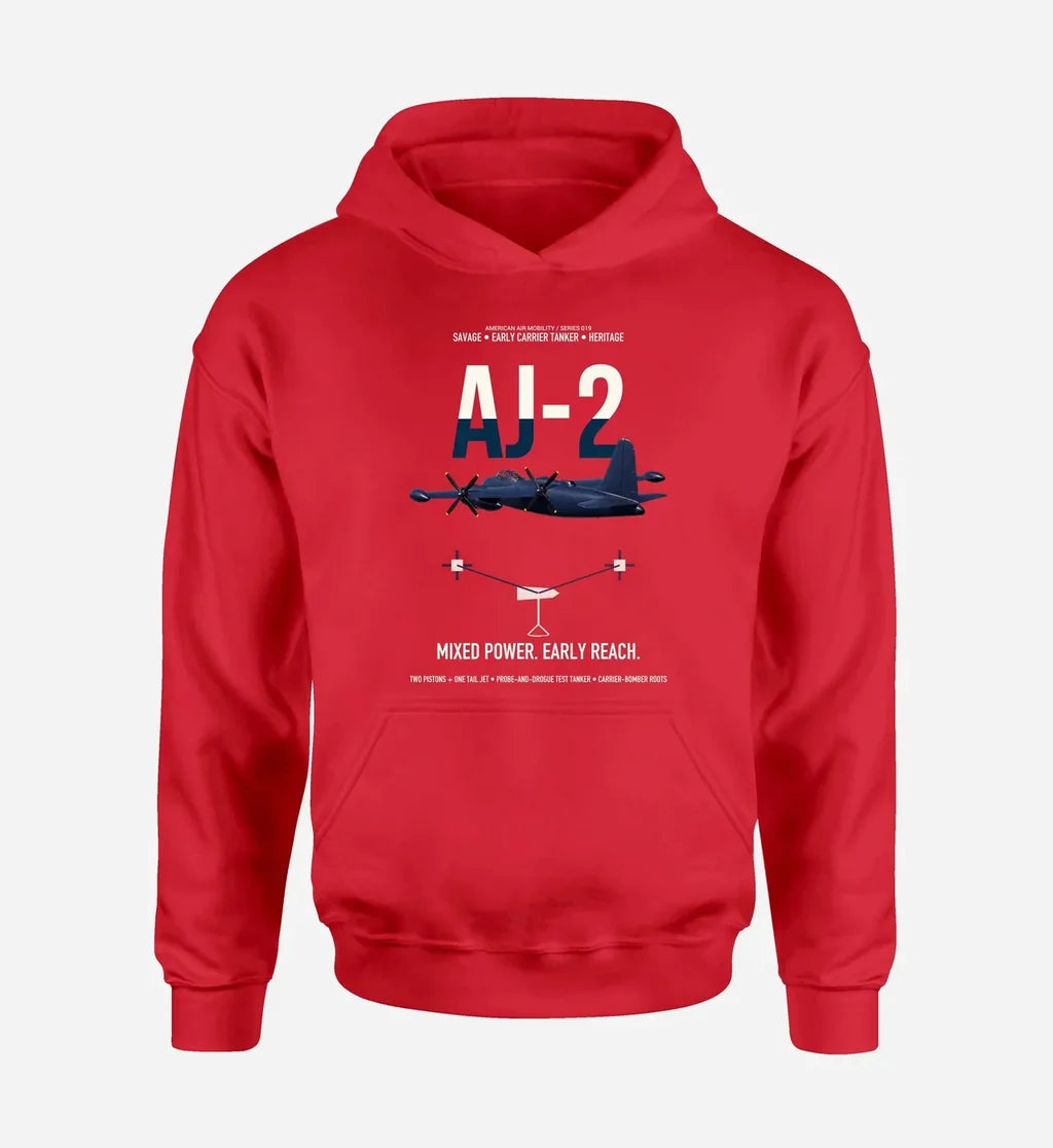 AJ-2 Savage Tanker design on red double-side hoodie, single-side print